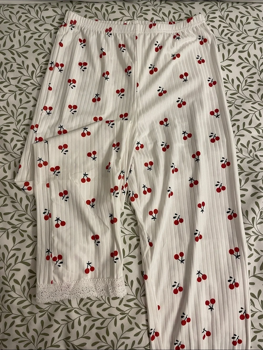 Kids White Cherry-Print Pajama Set - Soft Cotton Blend